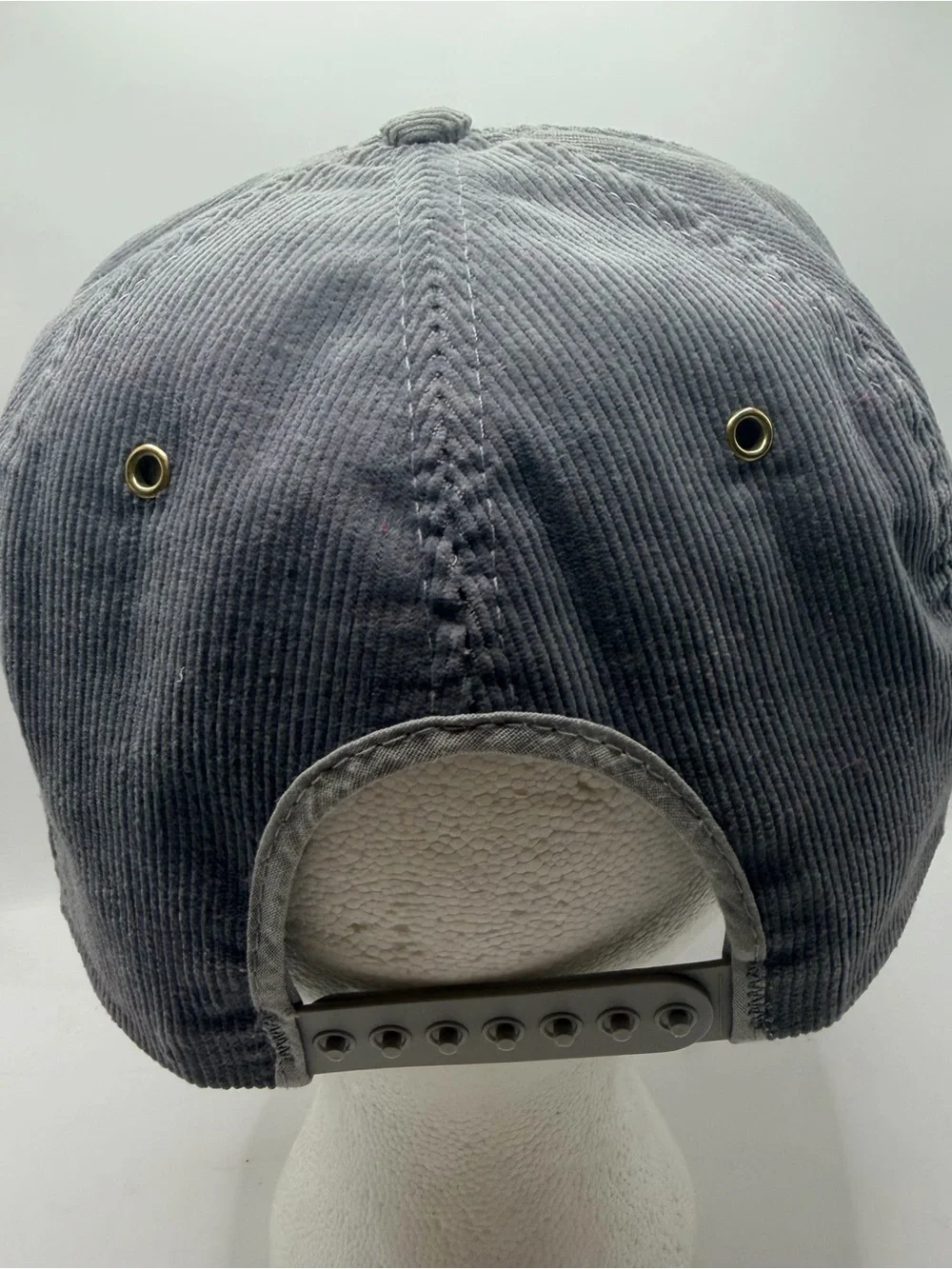 Vintage Morton Buildings Gray Corduroy USA Made Size-A-just SnapBack Cap